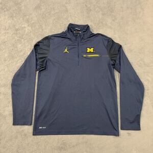 Jordan Nike Dri-Fit Michigan Wolverines 1/4 Zip Pullover Navy Blue Men's Size M